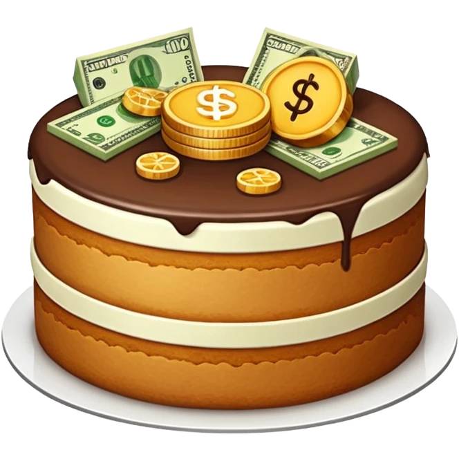 Money cake cutted  emoji