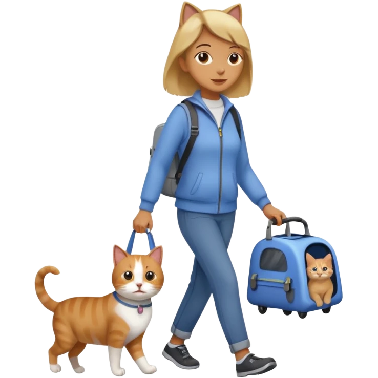 Walker with cat in carrier, Pet Walkers. emoji