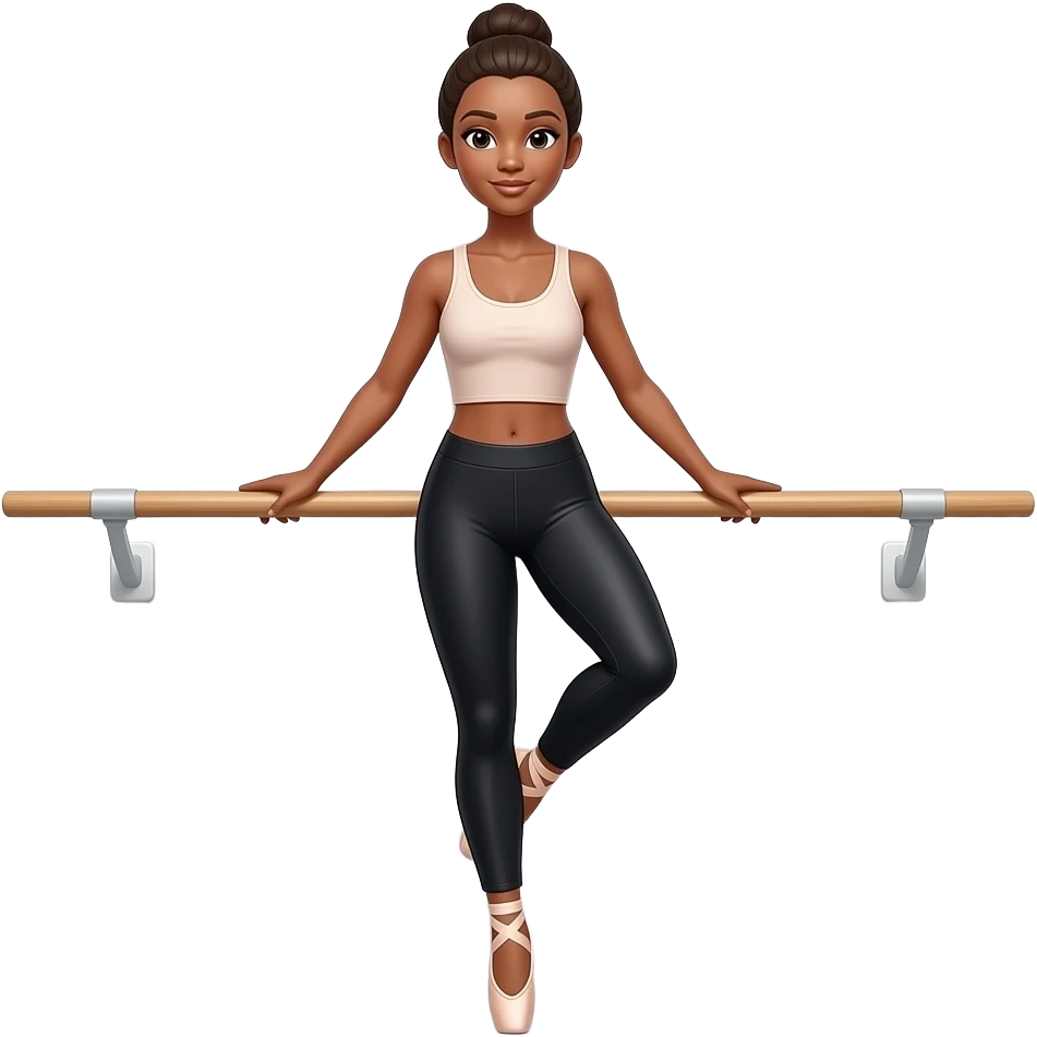 ballet barre fitness only one barre at a wall with toned woman at the barre in tank and leggings emoji