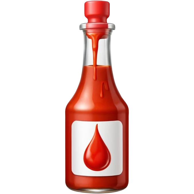 A single bottle of spicy sauce, keep it plain no branding or text. Add a drip effect to this. emoji