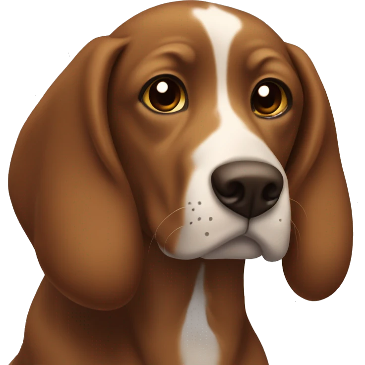 Brown dog with floppy ears, tan eyebrows and white stripe on face and around mouth emoji