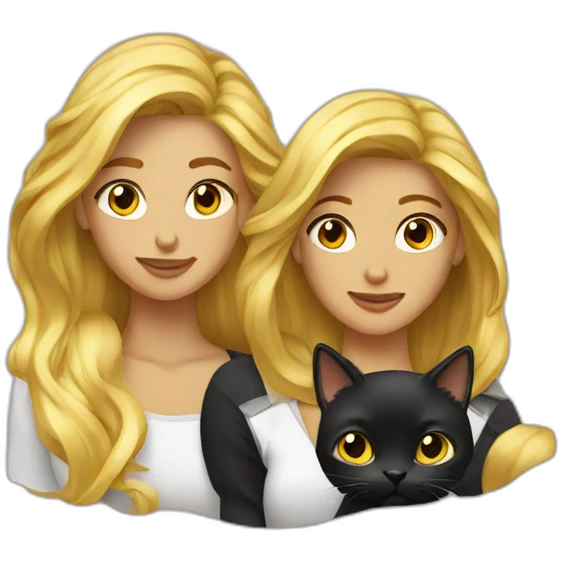 gold hair two women with one black cat emoji
