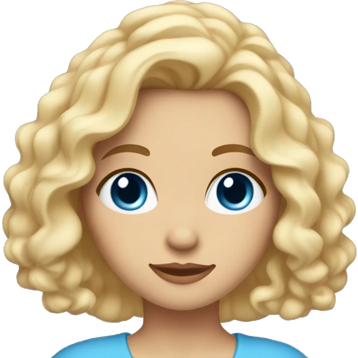 blonde girl with shoulder length wavy hair and blue eyes hand on forehead emoji