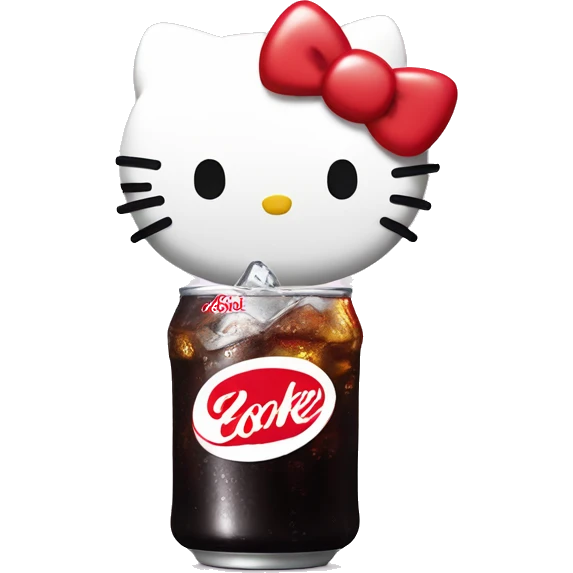 hello kitty drinking a Diet Coke in a cute way emoji