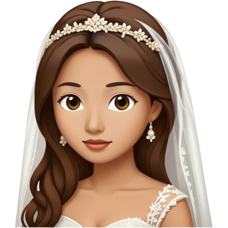 asian bride with long brown hair emoji