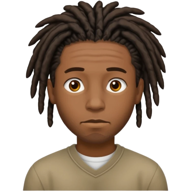 A black guy with short dreads trying to keep a straight face  emoji