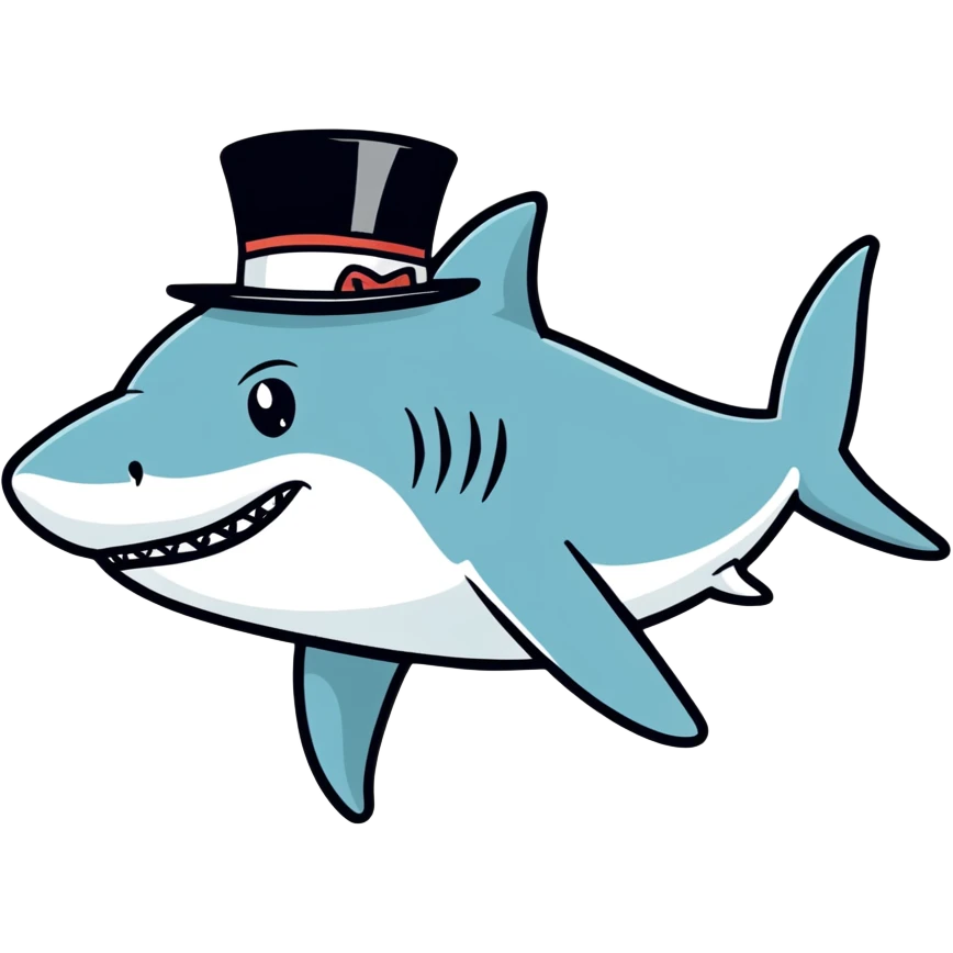 Shark with a top hat emoji