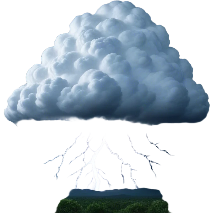 Cinematic Realistic Cumulonimbus Emoji, Towering and imposing, with dark, dramatic clouds reaching up into the sky in a billowing formation. Lightning flickers within, and the atmosphere is charged with energy, signaling a powerful storm ahead. Soft glowing outline, capturing the essence of raw power, intensity, and nature’s fury in a mighty cumulonimbus cloud! emoji