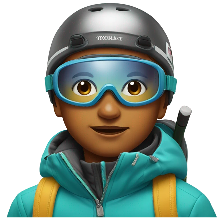 realistic portrait of a boy skiing emoji