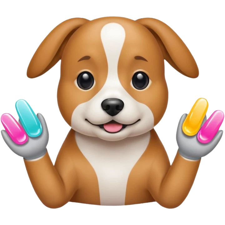 Cão com unhas de gel emoji