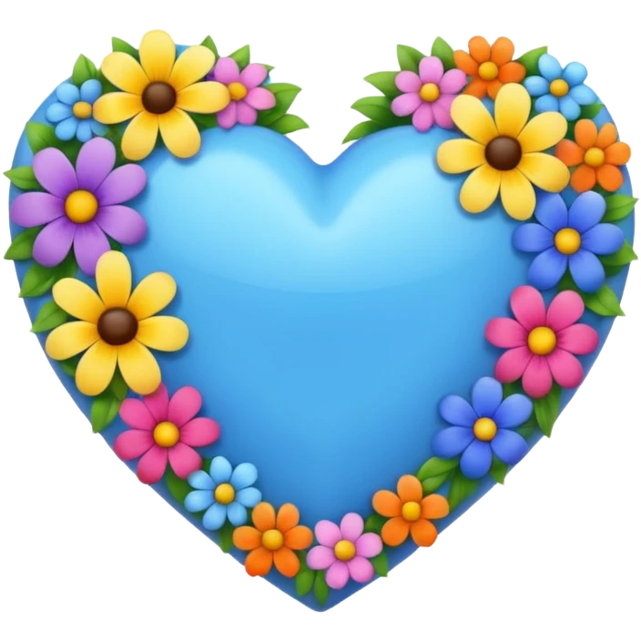 blue heart and flowers emoji