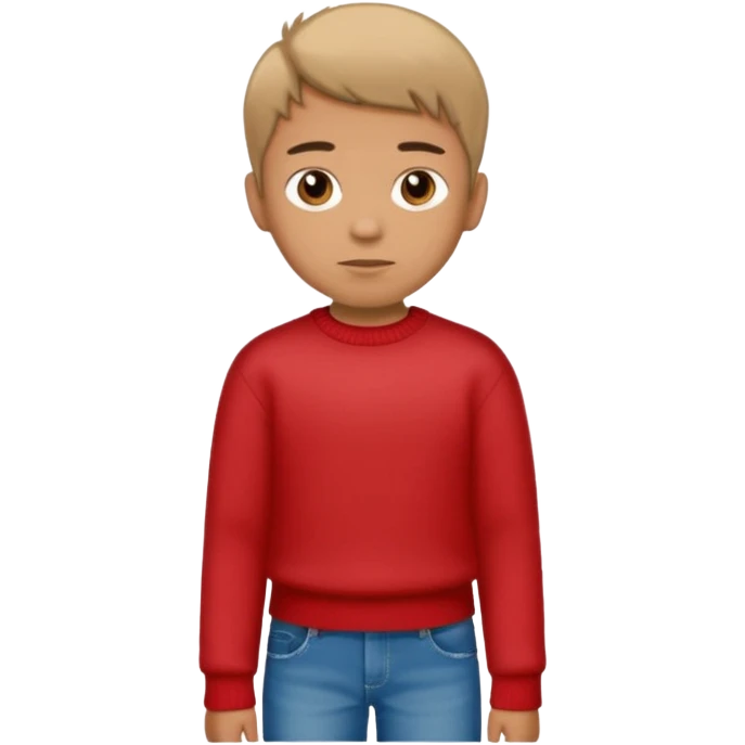 Boy with Edgar haircut and jeans with a red sweater ￼ emoji