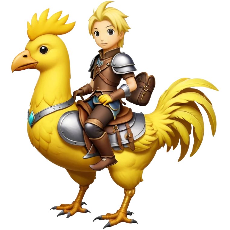 Chocobo with rider, yellow bird carrying a human character emoji