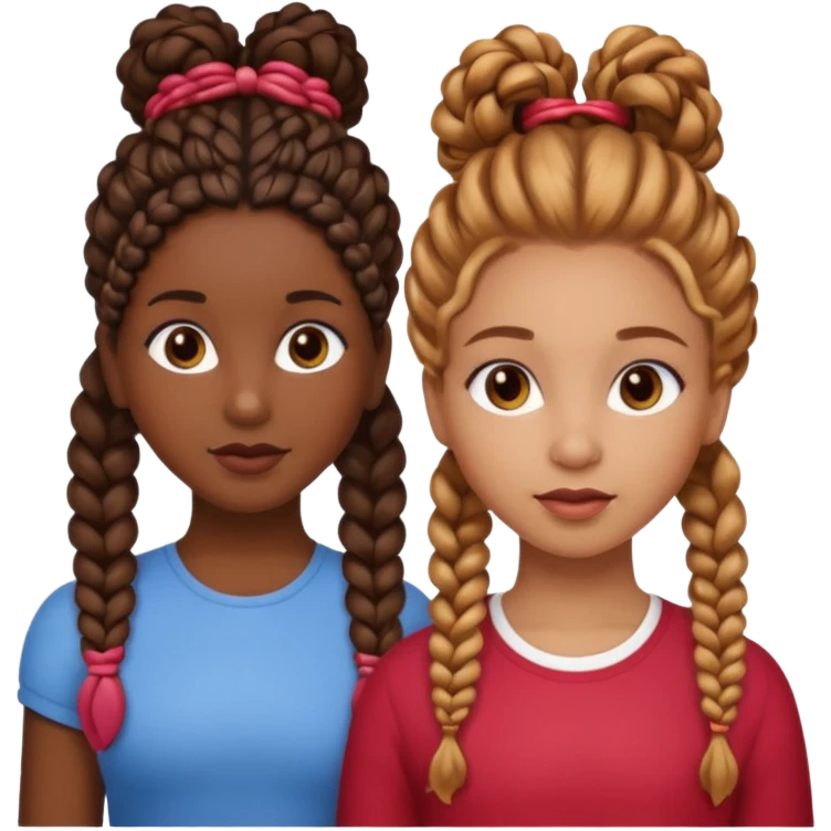 
- Two Brown Girls with Extension Braids:

- One Brown Girl with Hair Up:

- One Mixed Girl with Long Curly Hair:
- One Girl with Long Brunette Roots and Strawberry Blonde Ends: emoji