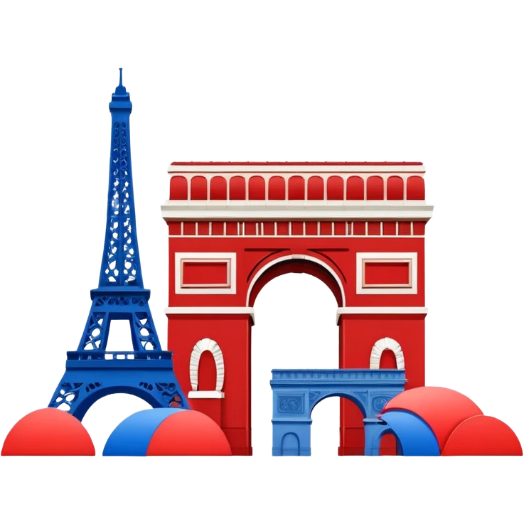 arc de triomphe and eiffel tower emoji with French flag colors emoji