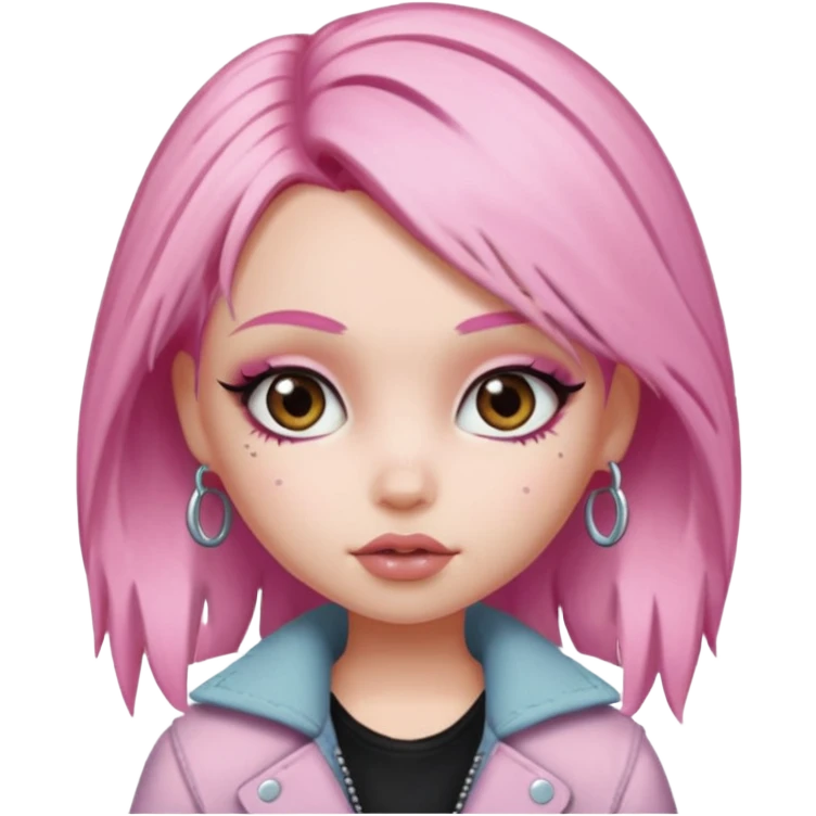 grunge aesthetic, pretty bratz, with details, light pink hair emoji