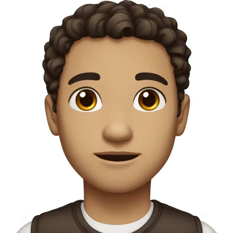 person with dark wavy hair, small brown eyes, brown eyebrows, good outfit and a normal nose, light skin emoji