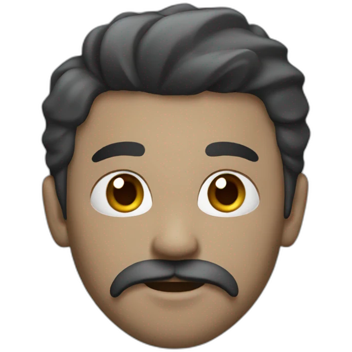 face with beard and mustache, black hair with gray hair emoji