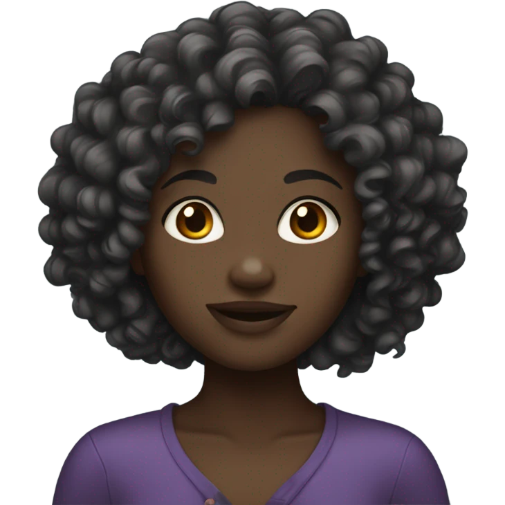 Dark skin girl with curly hair emoji