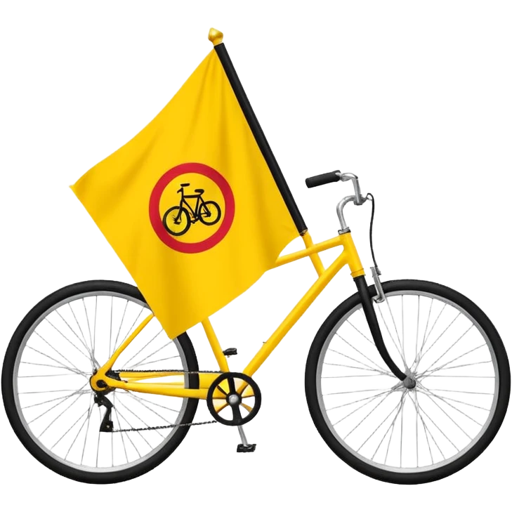 Create a Telugu Desam Party (TDP) flag emoji: bright solid yellow background, simple black bicycle icon in the center. Flat emoji style, bold colors, clean edges, no text, no gradients, no shadows. Square 1:1 ratio, transparent background, minimal and clear like a system emoji. emoji