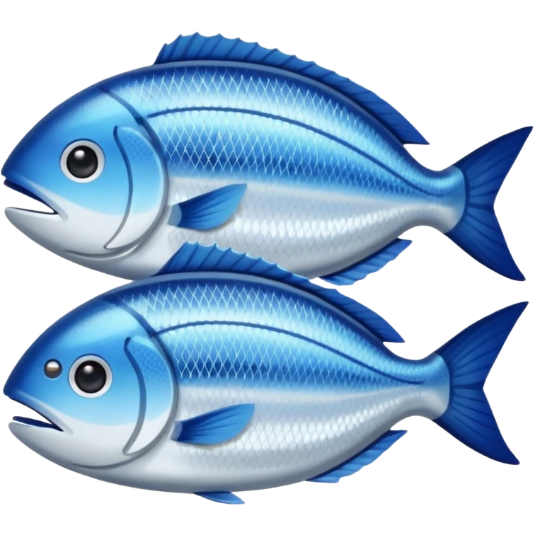 Fish dishes avatar in bright emoji-style illustration. Grilled fish, fillets, and seafood, blue and silver tones, simple shapes, flat design, fresh and flavorful. emoji