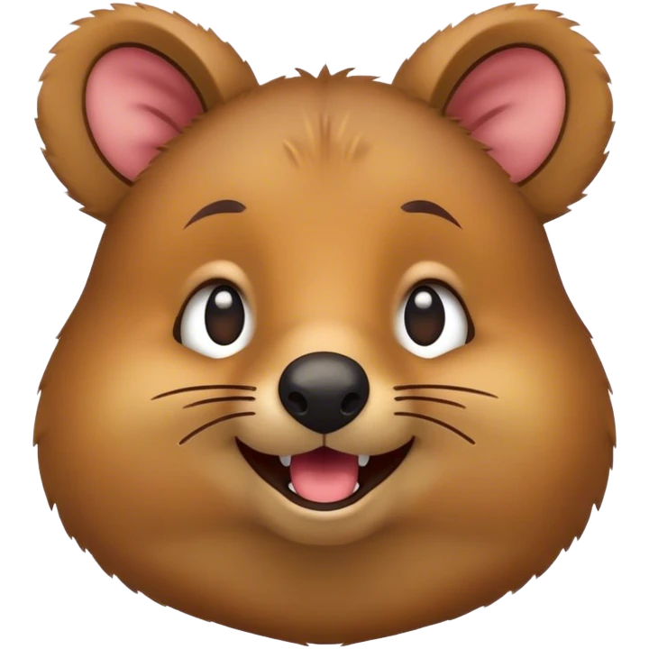 Cinematic Comical Quokka Portrait Emoji, Head tilted dramatically with an exaggeratedly amused expression, featuring a quirky, fluffy brown fur with a wide, playful grin and expressive eyes filled with humorous disbelief, Simplified yet hilariously expressive features, highly detailed, glowing with a slightly sassy glow, high shine, dramatic yet playful, stylized with an air of cheeky marsupial mischief, bright and endearing, soft glowing outline, capturing the essence of a spirited and over‐the‐top quokka, so meme‐worthy it feels like it could beam its way into internet fame instantly! emoji