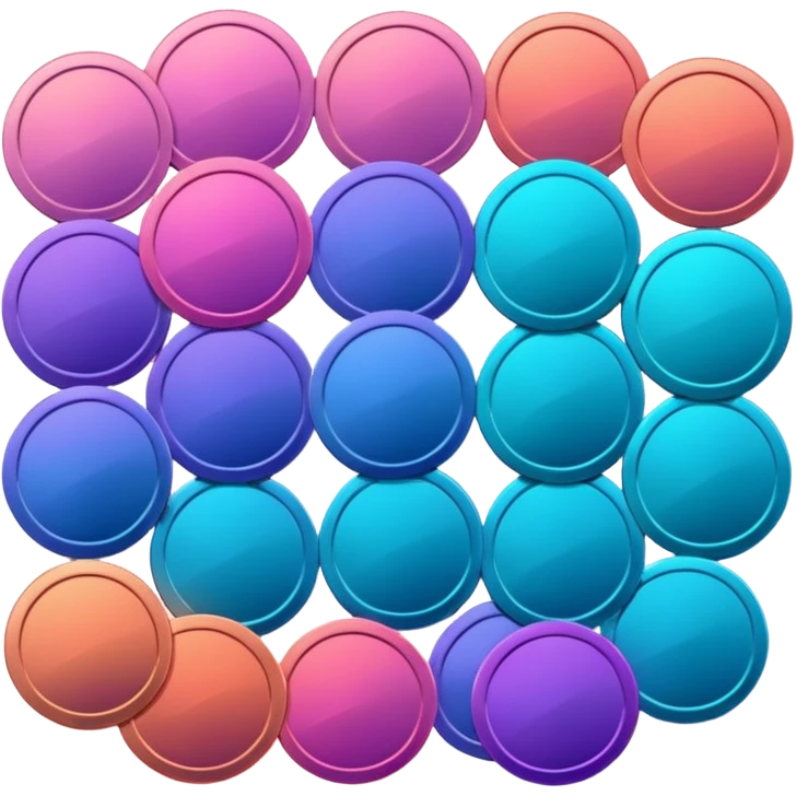 Many Coins pack
in gradient of turquoise, blue, pink, purple, and coral
 emoji