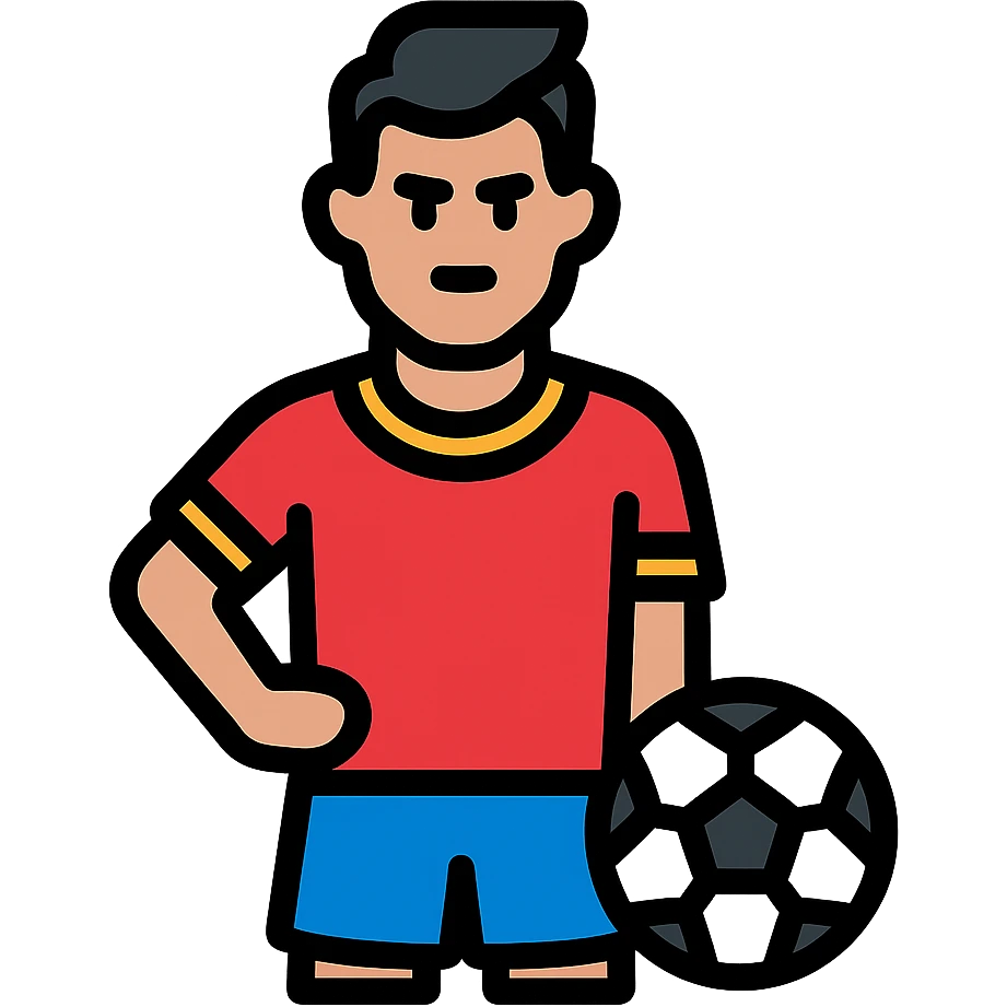 color outline icon of Ronaldo with soccer ball emoji