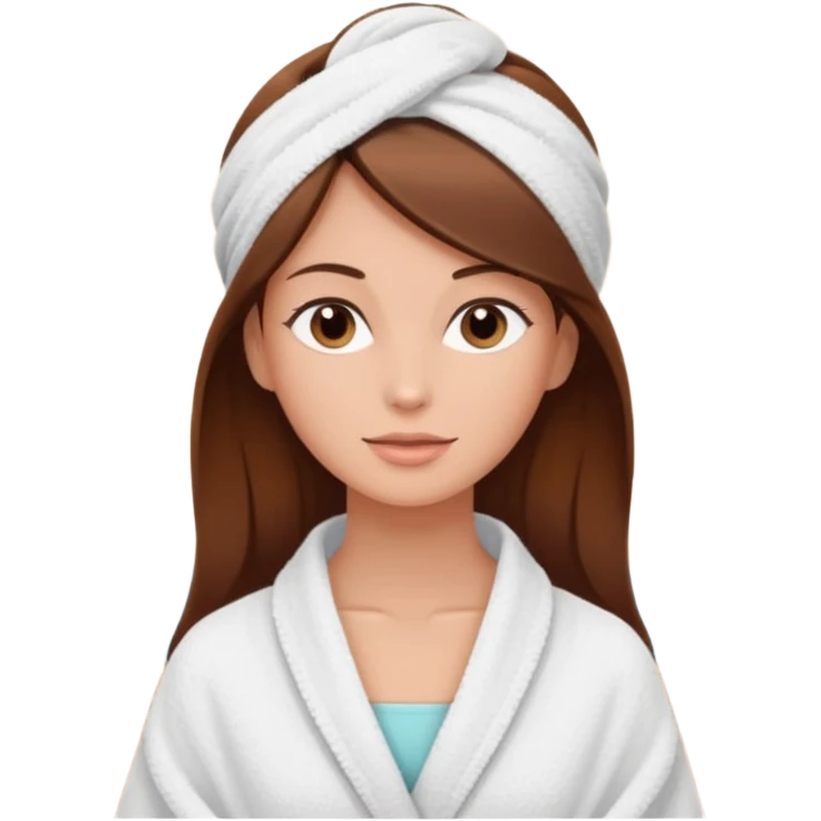 rosto de uma mulher com uma faixa de toalha no cabelo de cor todo castanho como se estivesse no spa, sem o pescoço emoji
