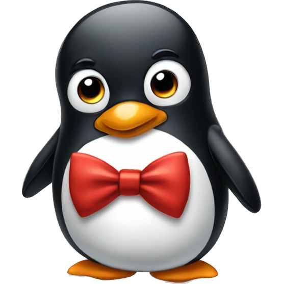 Sad penguin wearing red bow tie  emoji