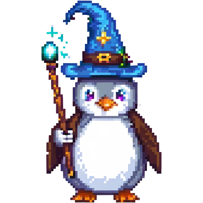 A penguin wizard emoji