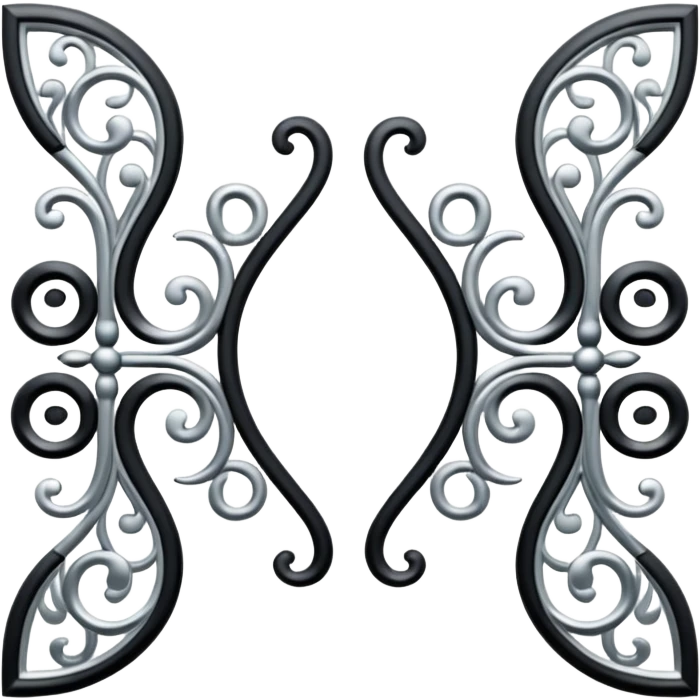 Black and silver filigree page divider, 3D, extremely detailed design emoji