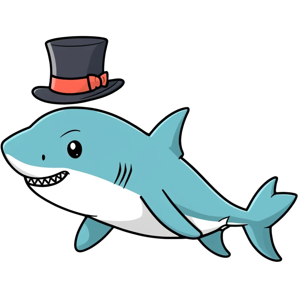 Shark with a top hat emoji