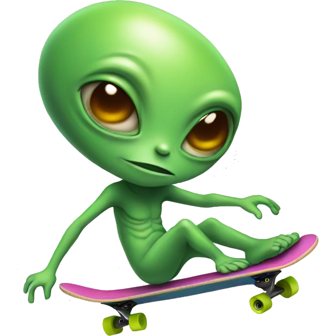 Alien on a skateboard emoji