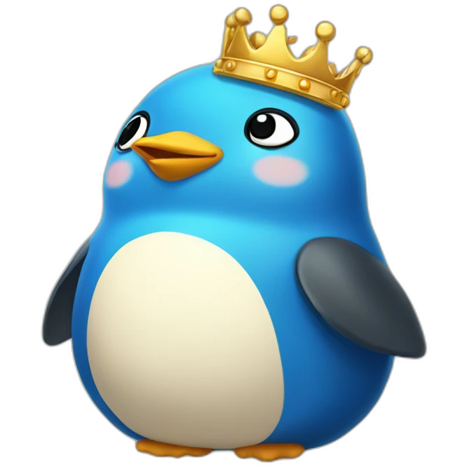 kawaï blue pudgy penguin wearing a golden crown emoji