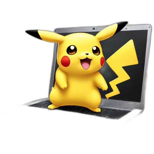 Laptop with pikachu wallpaper emoji