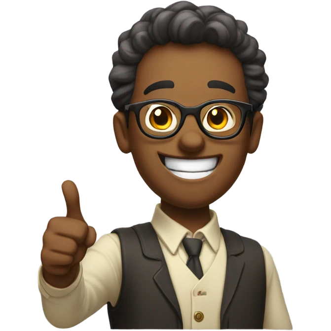 Nerd with glasses pointing up emoji