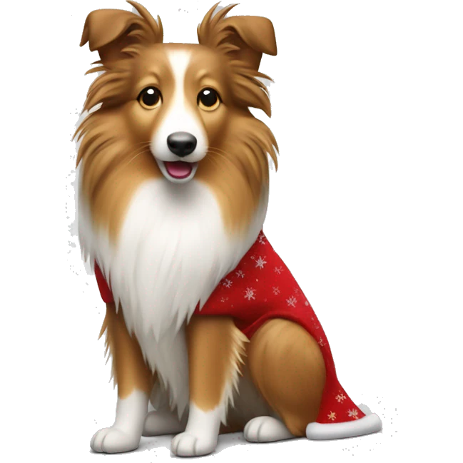 Shetland sheepdog with Christmas skirt  emoji