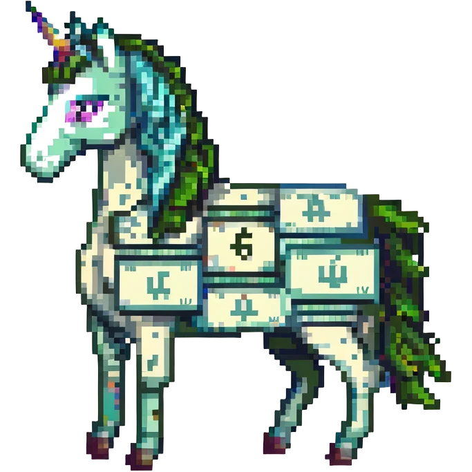 единорог из долларовых купюр, no background emoji