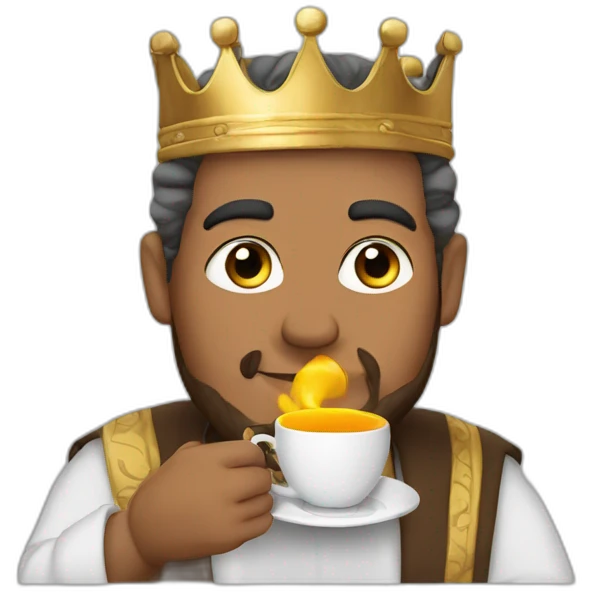 King Mohamed six with a cup of tea emoji