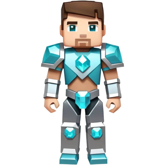 Minecraft character with diamond armor full body, blocky pixelated style emoji