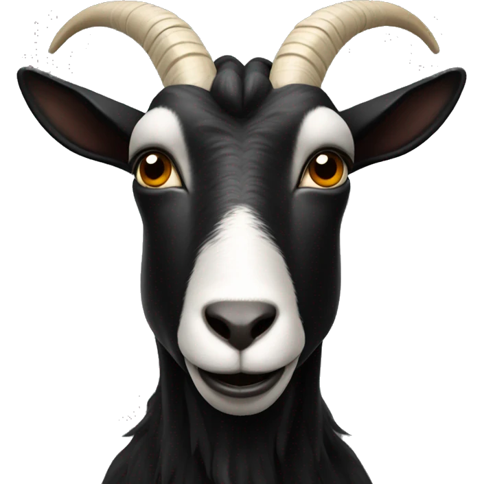 a black and dark goat with two front teeth showing  emoji