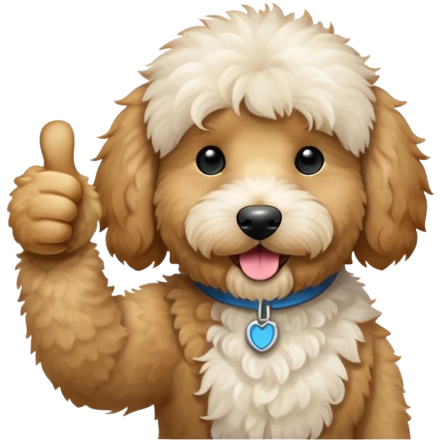 Goldendoodle with thumbs up emoji
