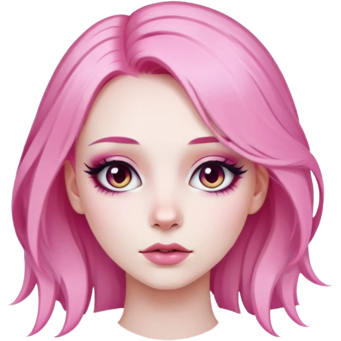 girl with pale skin and pink hair with make up done emoji