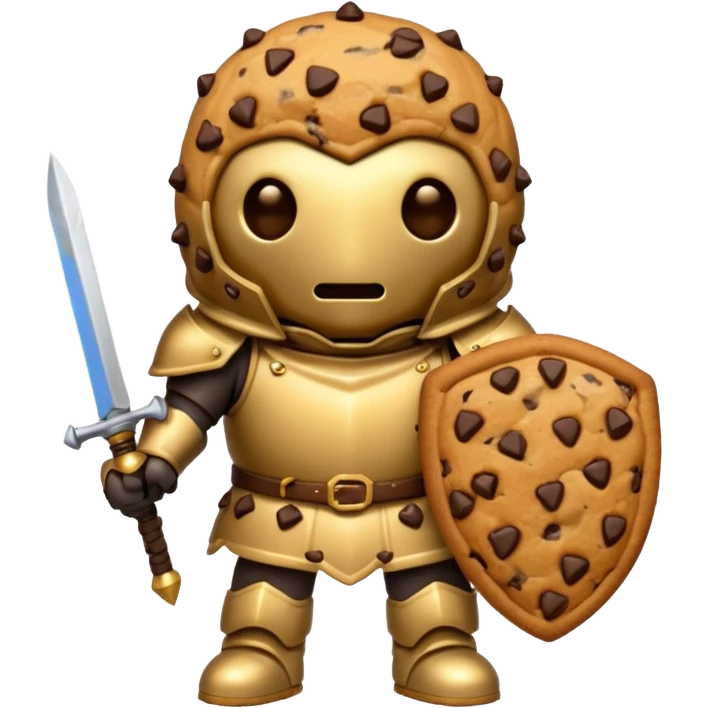 cookie that is a knight because it is a tough cookie but it doesnt have a face instead its just a chocolate chip cookie emoji