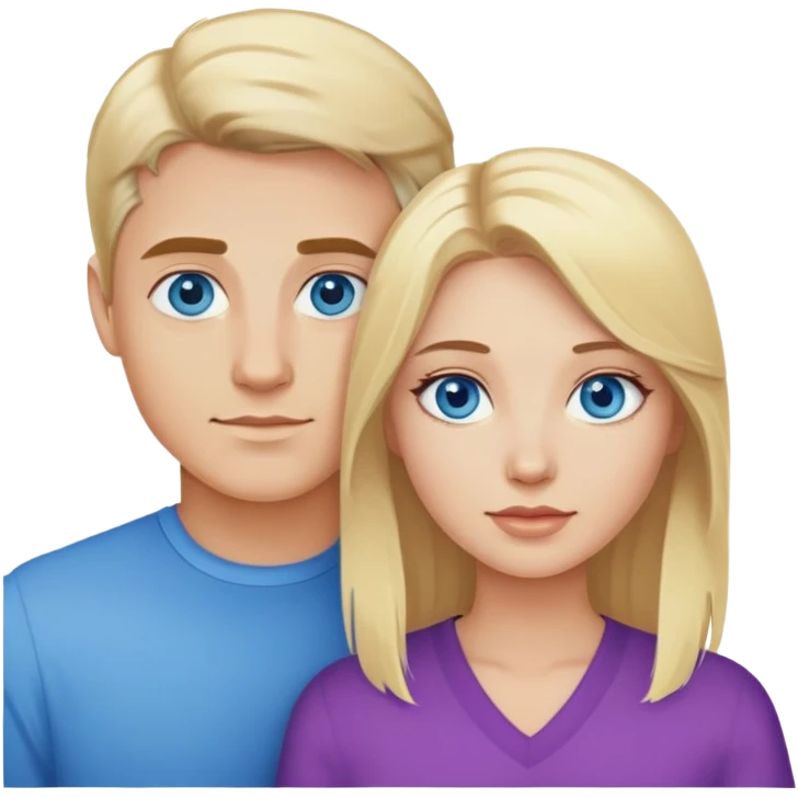 Blonde haired blue eyed couple emoji