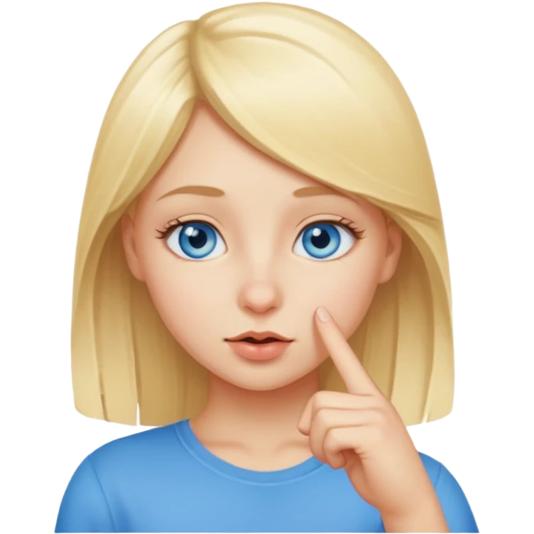 put a finger on the nose but In a cute way, bye a blond girl with blue yes  emoji