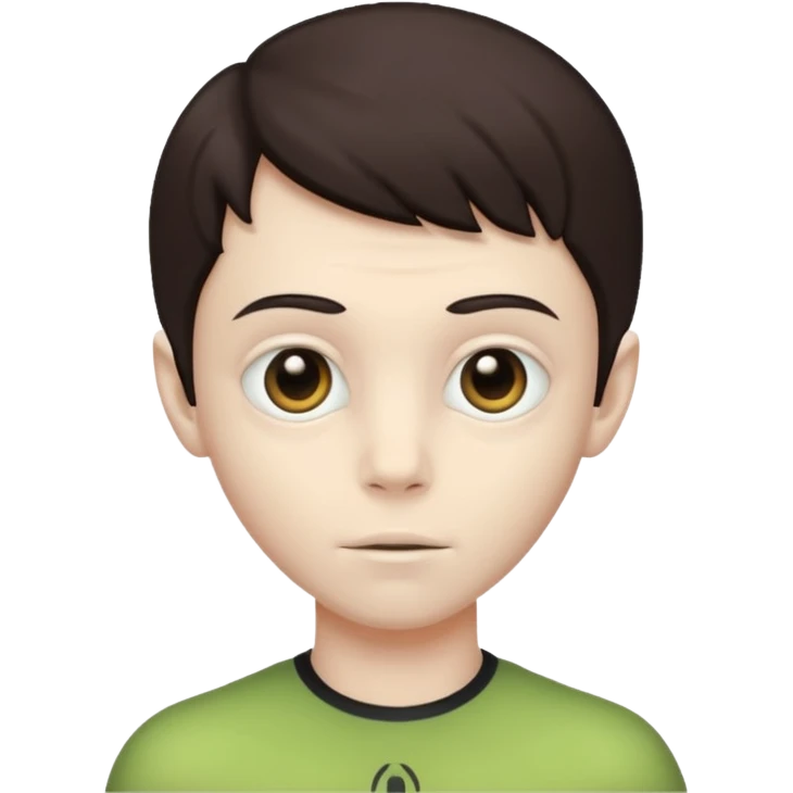 alien white boy with dark brown hair emoji