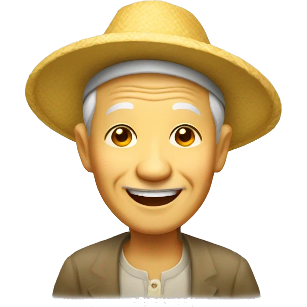 yellow smiling old Vietnamese man with hat emoji