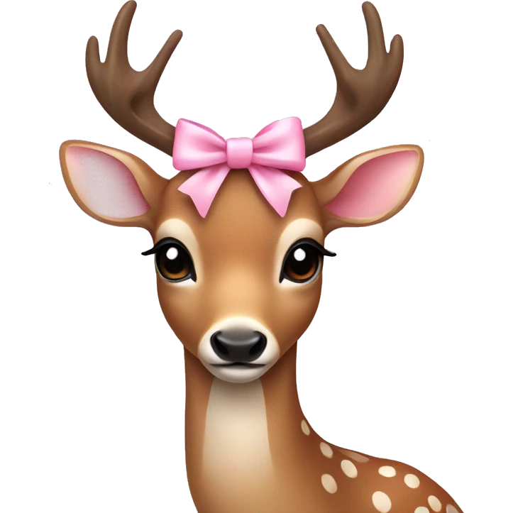 Deer with baby pink bow emoji